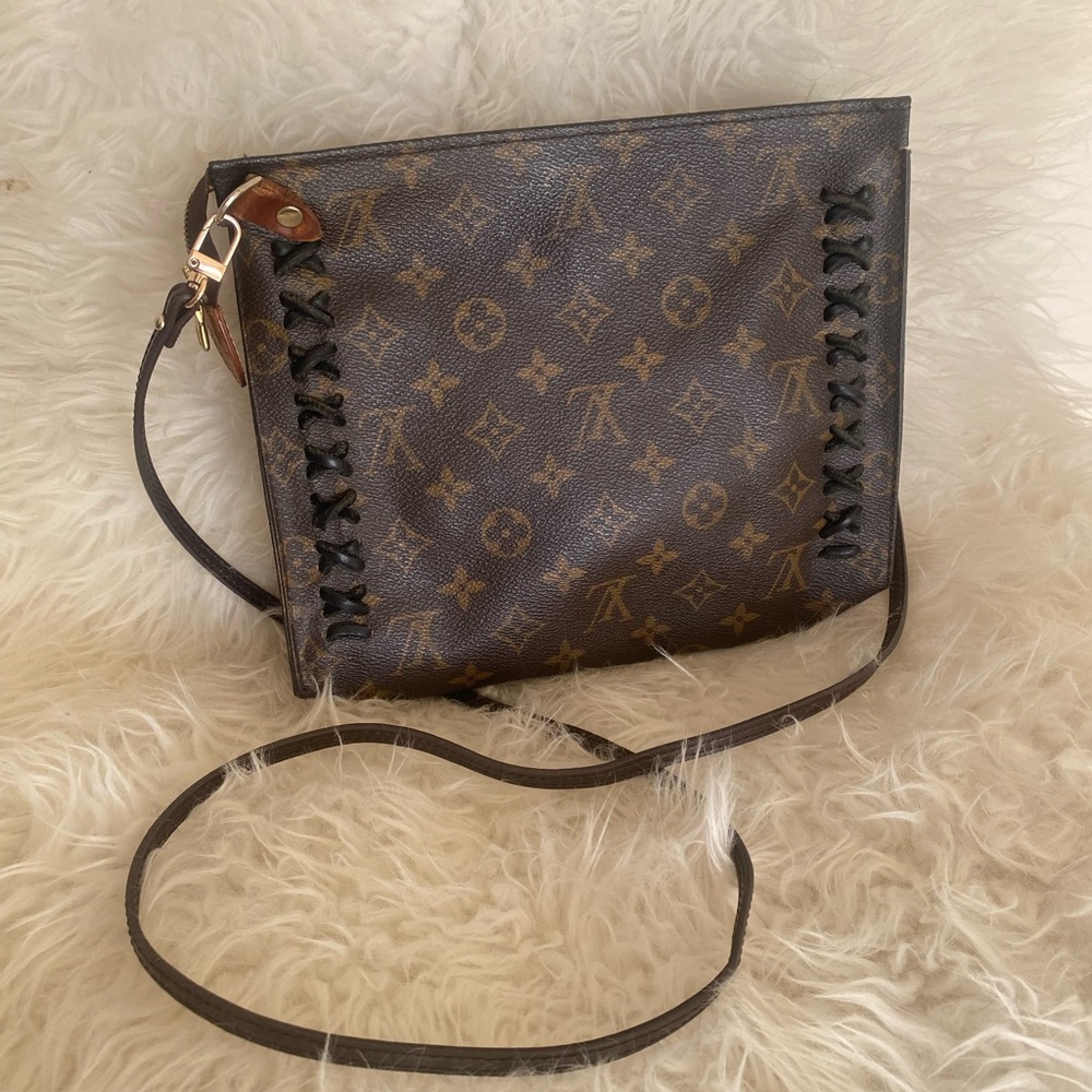 Louis Vuitton Monogram Crossbody Bag with Black Accents